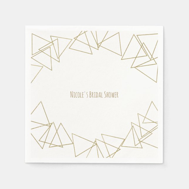 Gold Geometric Triangles Modern Glamour Chic Party Napkins (Front)