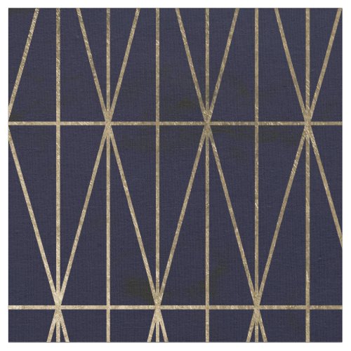 Gold geometric triangles navy blue watercolor fabric