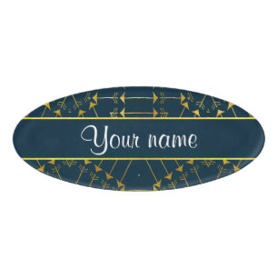 Gold Geometric Tribal Arrows Pattern Name Tag