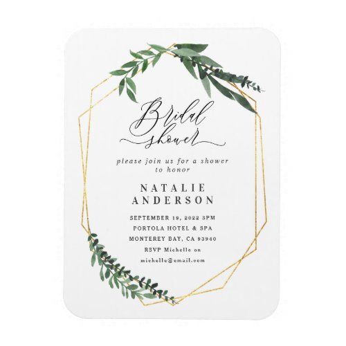 gold geometric watercolor greenery bridal shower i magnet