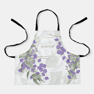 Gold geometric watercolor leafy flower frame       apron