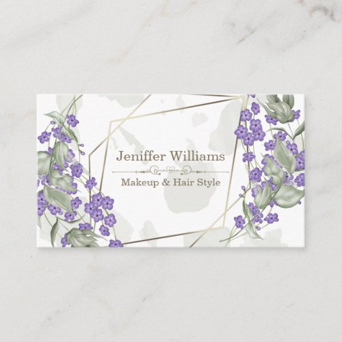 Gold geometric watercolor leafy flower frame       business card