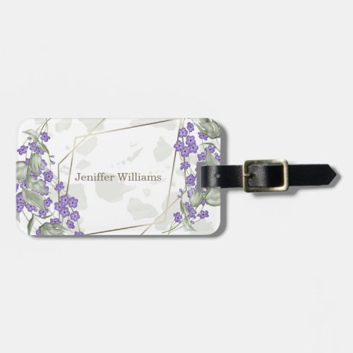 Gold geometric watercolor leafy flower frame       luggage tag