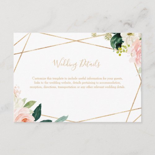 Gold Geometric Wedding Details Enclosure Card
