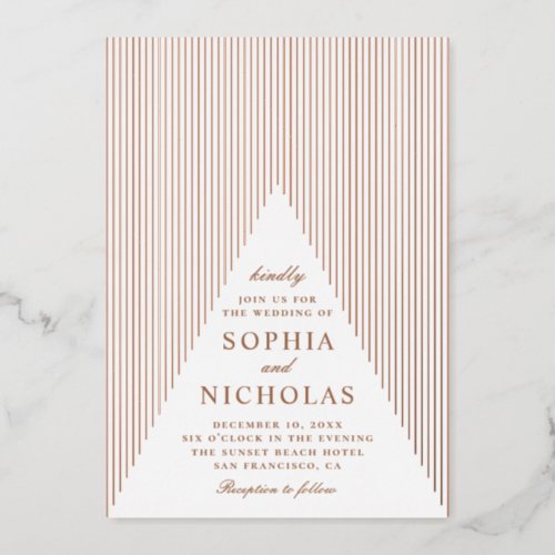 Gold geometric wedding Elegant modern winter Foil Invitation