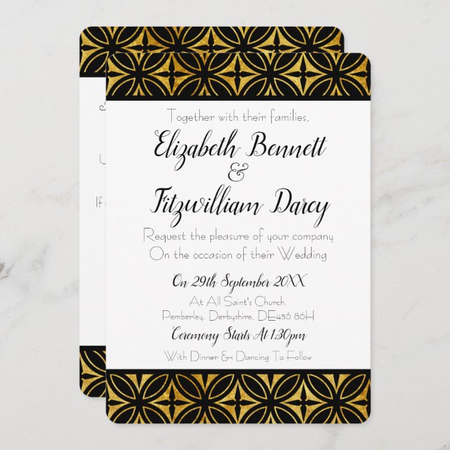 Gold Geometric Wedding Invitation (Front/Back)