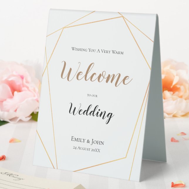 Gold Geometric Wedding Welcome Table Tent (In SItu (Wedding))