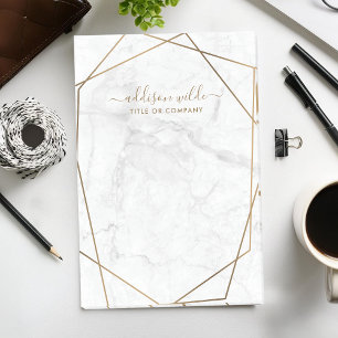 Gold Geometric White Marble Abstract Business Post-it Notes