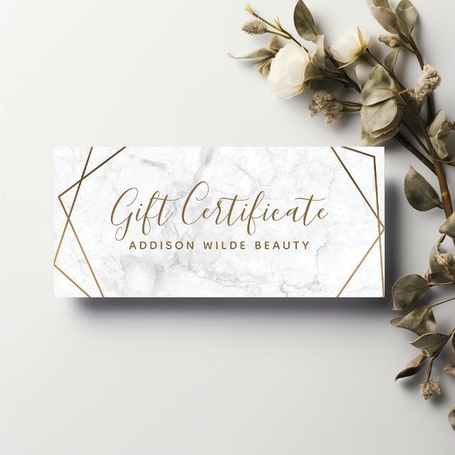 Gold Geometric White Marble Gift Certificate (Creator Uploaded)