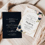 Gold Geometric Winter Floral Front & Back Wedding Invitation
