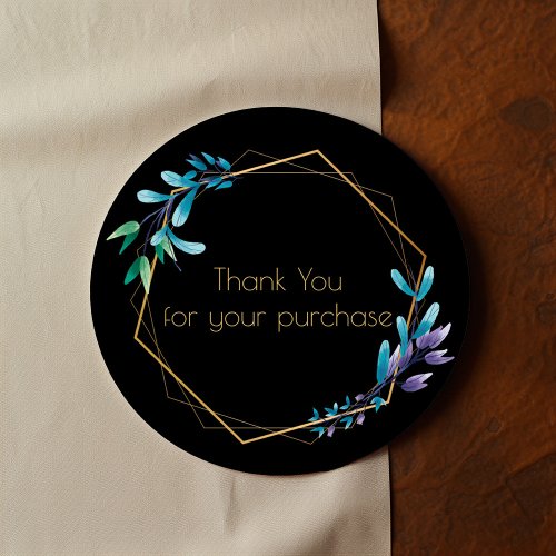 Gold geometric wreath Thank you for your purchase Classic Round Sticker