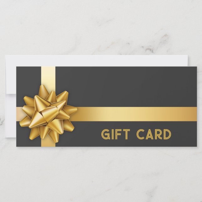 Gold Gift Bow Satin Ribbon Trendy Black Gift Card (Front)