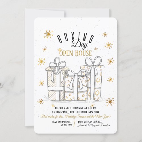Gold Gifts Boxing Day Invitation