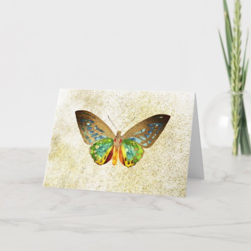 *~* Gold Gilded Butterfly Gold Glitter White Card