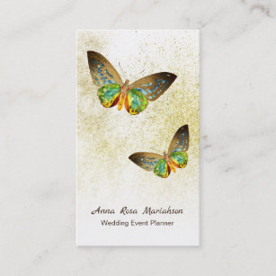 *~* Gold Gilded Gold Gilded Butterfly White Business Card
