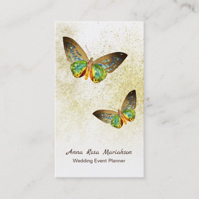 *~* Gold Gilded Gold Gilded Butterfly White Business Card (Front)