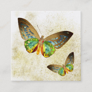 ** Gold Gilded Mystical Gold Gilded Butterfly Square Business Card