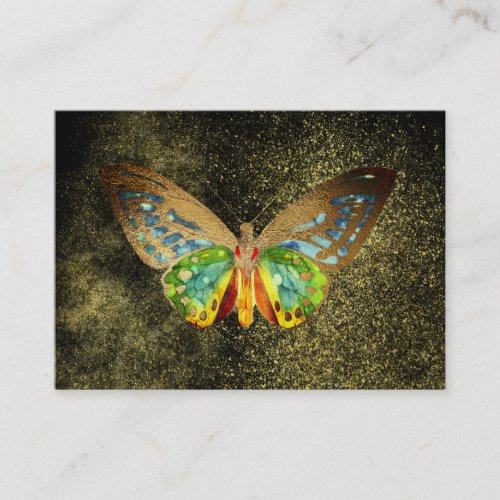  Gold Gilded Watercolor  Butterfly Gold Glitter Business Card