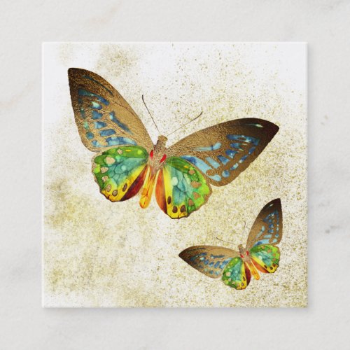  Gold Gilded Watercolor Gold Gilded Butterfly Square Business Card