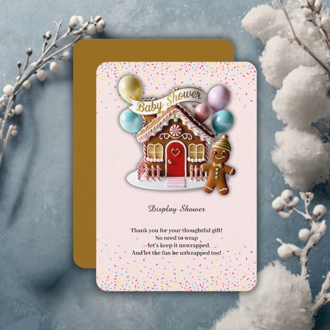 Gold Gingerbread House Baby Shower Enclosure Card (Creator Uploaded)