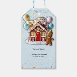 Gold Gingerbread House Baby Shower Gift Tags