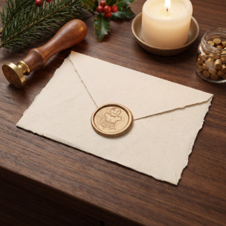 Gold Gingerbread Man Holiday Cookie Exchange Wax Seal Sticker