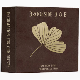 Gold Gingko Leaf Vacation Rental 3 Ring Binder