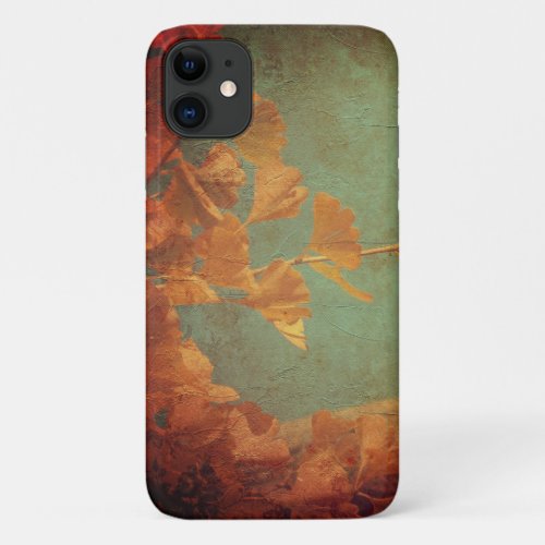 Gold gingko tree oriental green elegant  iPhone 11 case