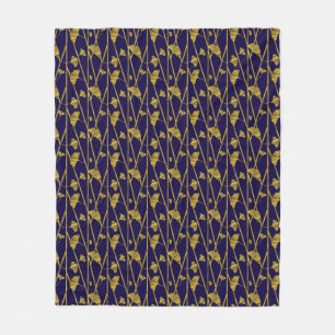 gold ginkgo fleece blanket