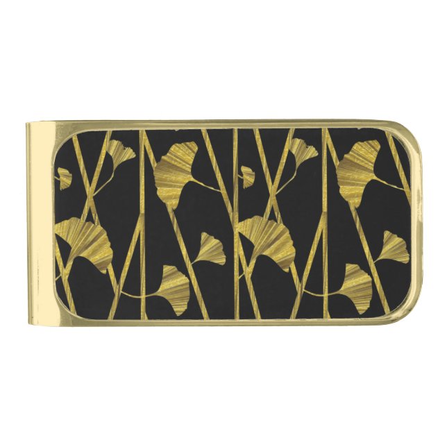 gold ginkgo gold finish money clip (Front)