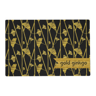 "gold" ginkgo laminated placemat