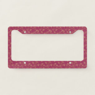 Gold Ginkgo Leaves Burgundy Luxury Botanical License Plate Frame