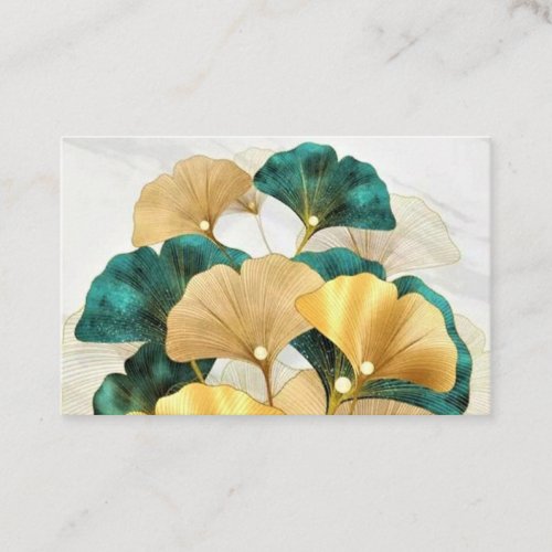 Gold ginkgo leaves business card