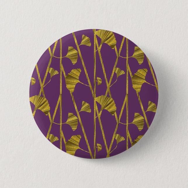 gold ginkgo pinback button (Front)