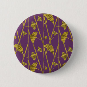 gold ginkgo pinback button