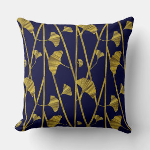 gold ginkgo throw pillow
