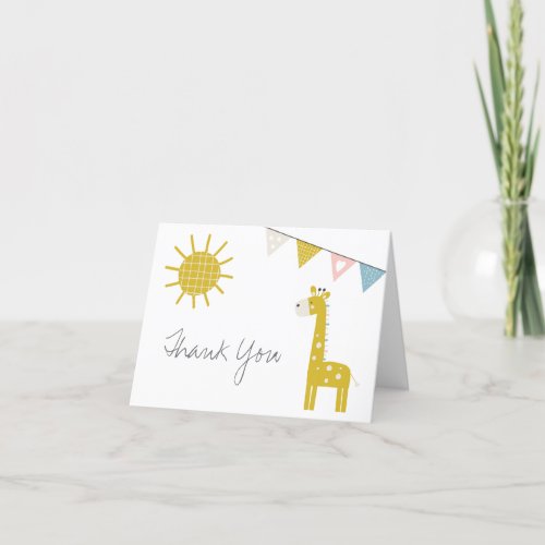 Gold Giraffe Baby Shower Thank You Card