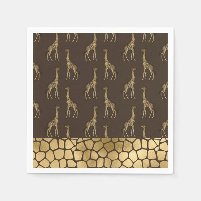 Gold Giraffe Chic Elegant Stylish Napkins (Front)