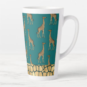 Gold Giraffe Elegant Teal Chic Stylish Latte Mug