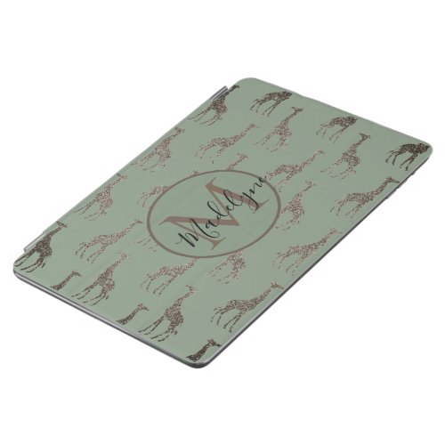 Gold Giraffe on Sage Green   iPad Air Cover