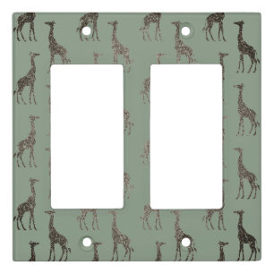 Gold Giraffe on Sage Green Light Switch Cover