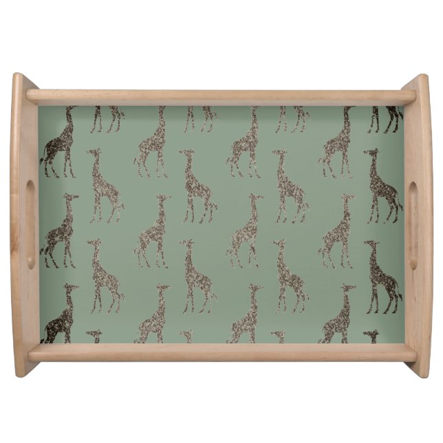 Gold Giraffe on Sage Green    Serving Tray (Front)