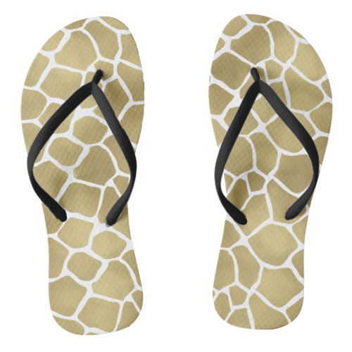 Gold Giraffe Print Flip Flops