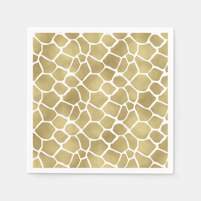 Gold Giraffe Print Paper Napkins (Front)