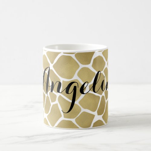 Gold Giraffe Print Personalized Coffee Mug