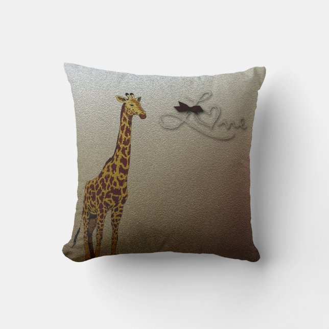 Gold Giraffe Throw Pillow (Front)