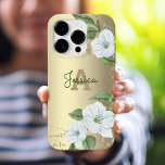 Gold Girly Floral Watercolor Glam Monogram Script iPhone 16 Pro Case<br><div class="desc">A chic, stunning, sophisticated, white and faux gold glitter floral watercolor with personalized script typography and a san serif type monogram initial overlay a stylish, glam brushed gold foil background on this chic, elegant, modern cell phone case. Personalize with your name and monogram. Makes a fun and stylish statement every...</div>