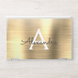 Gold Girly Glam Metallic Monogram HP Laptop Skin