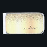 Gold Girly Glitter Metal Monogram Name Silver Finish Money Clip<br><div class="desc">Gold Faux Foil Metallic Sparkle Glitter Brushed Metal Monogram Name Money Clip. This makes the perfect graduation,  sweet 16 birthday,  wedding,  bridal shower,  anniversary,  baby shower or bachelorette party gift for someone that loves glam luxury and chic styles.</div>