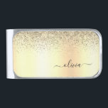 Gold Girly Glitter Metal Monogram Name Silver Finish Money Clip<br><div class="desc">Gold Faux Foil Metallic Sparkle Glitter Brushed Metal Monogram Name Money Clip. This makes the perfect graduation,  sweet 16 birthday,  wedding,  bridal shower,  anniversary,  baby shower or bachelorette party gift for someone that loves glam luxury and chic styles.</div>